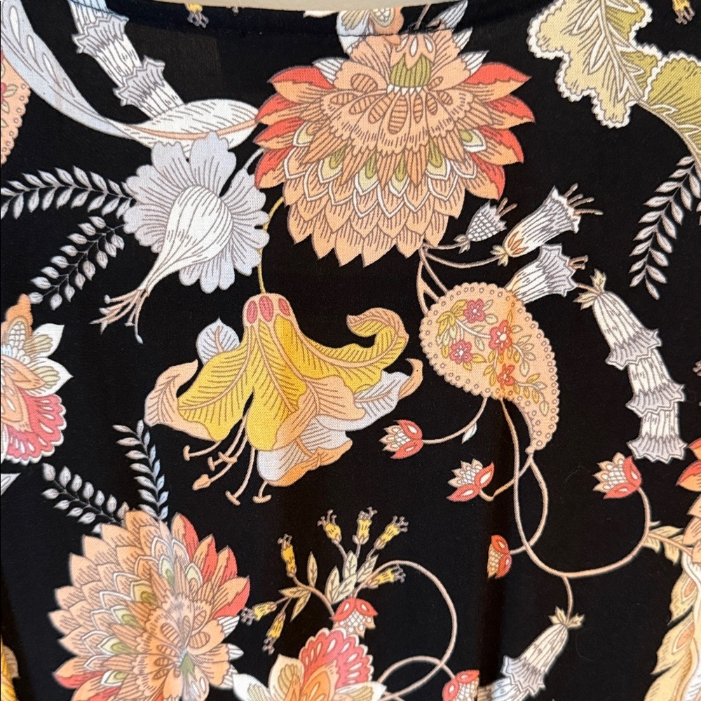 Floral Black Dress with Pink and Yellow Accents - Picture 5 of 5